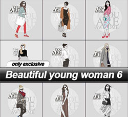22个矢量的时尚年轻美女素材：Beautiful young woman 6 - 22 EPS